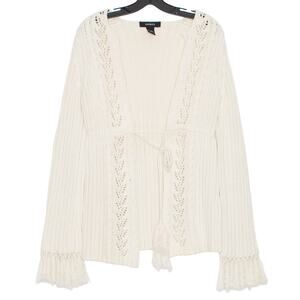 Express Cardigan Sweater Boho Cottage Minimalist Coastal Romantic Ivory Medium